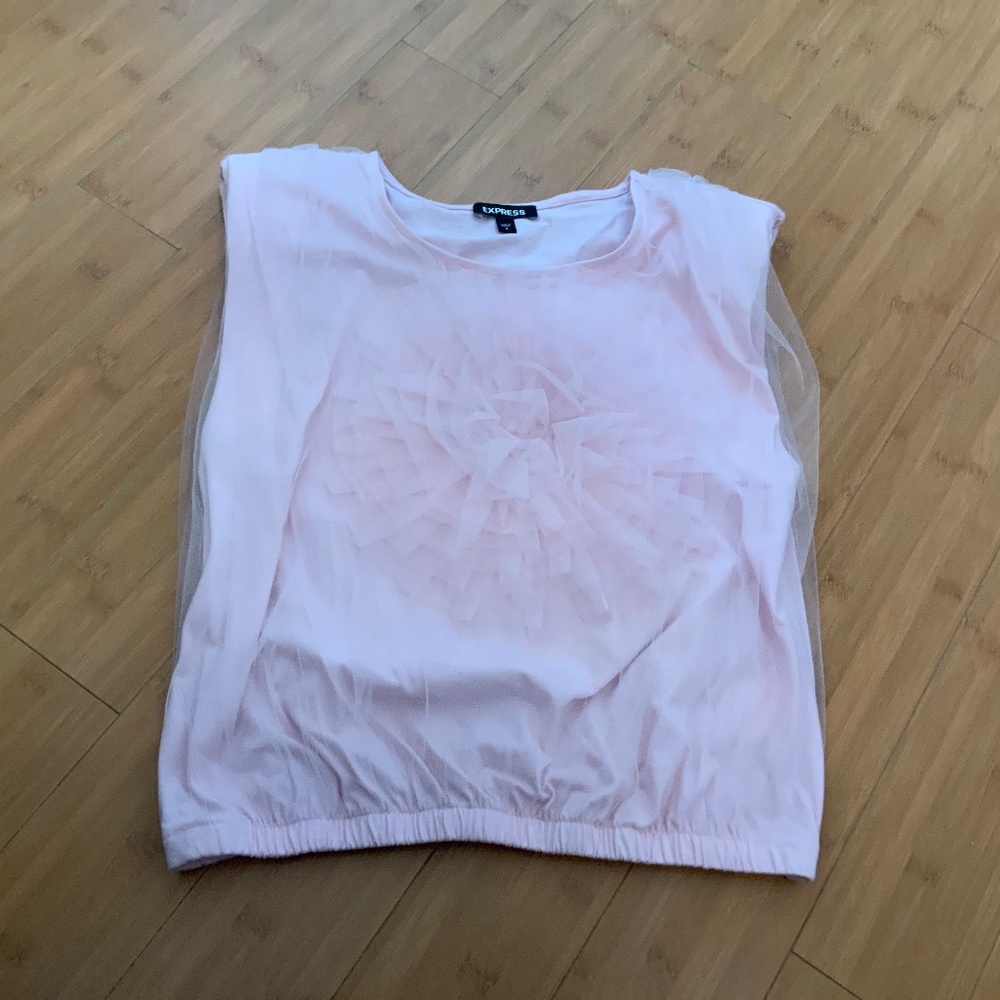 Express Tulle Rosette Top in Pastel Pink